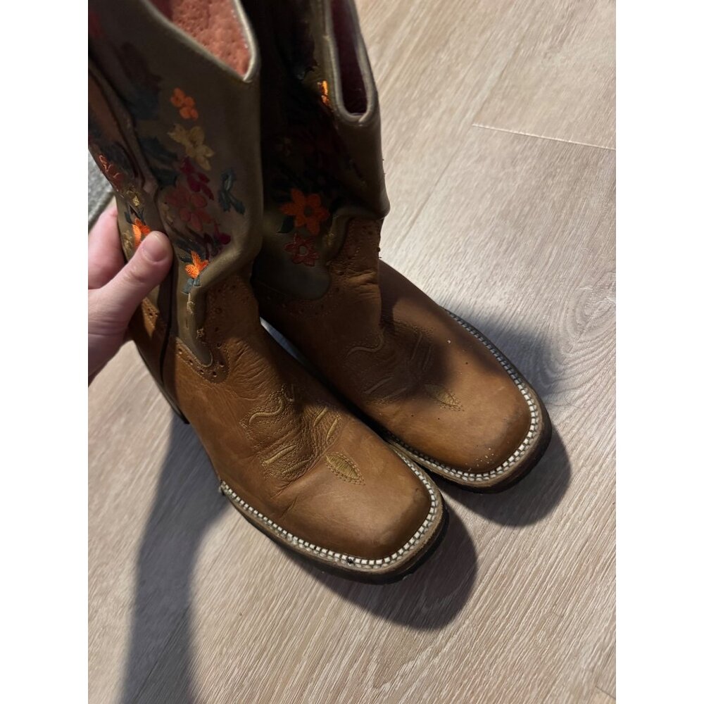 Verthali Cowboy Western Boot Womens Floral Embroidered Size 6.5 Square Toe - Picture 6 of 10